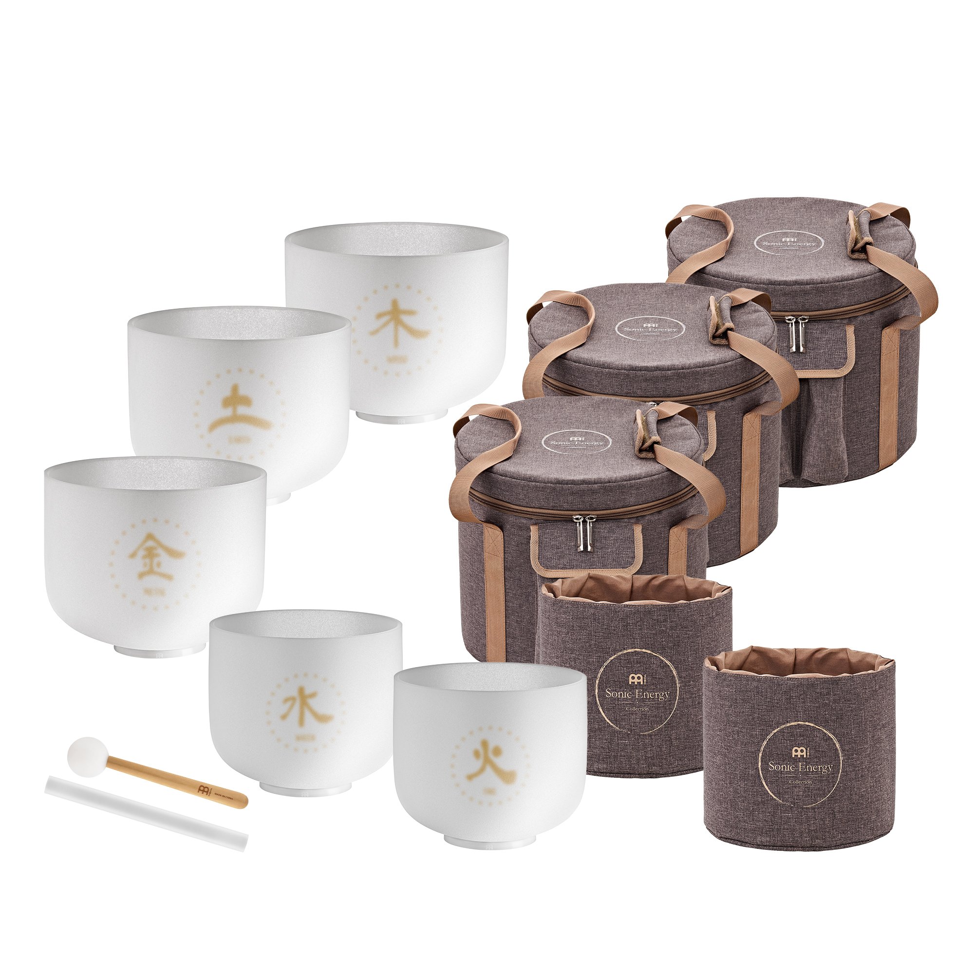 5-teiliges TCM Crystal Singing Bowl Elemente Set